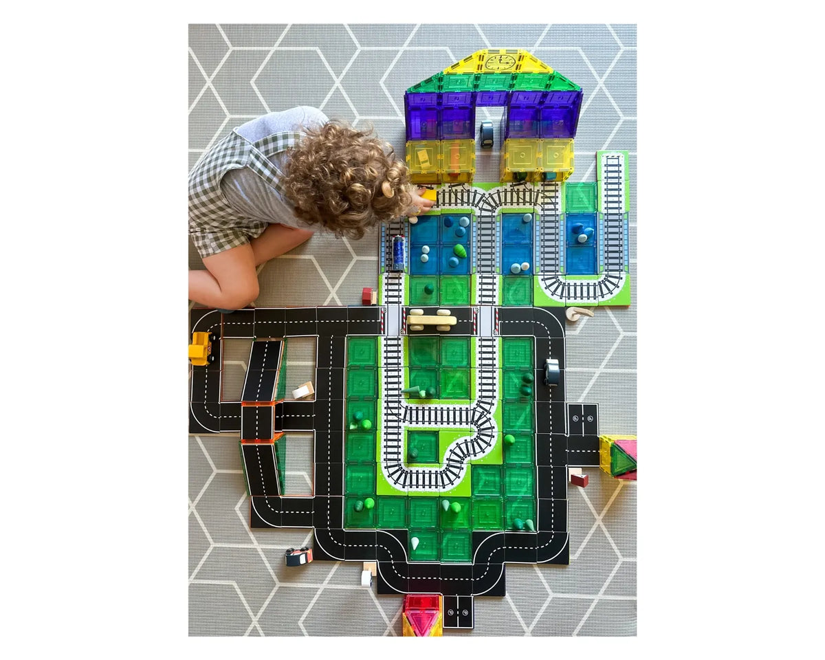 MAGNETIC TILE TOPPERS – TRAIN TRACK PACK 36 PIECE