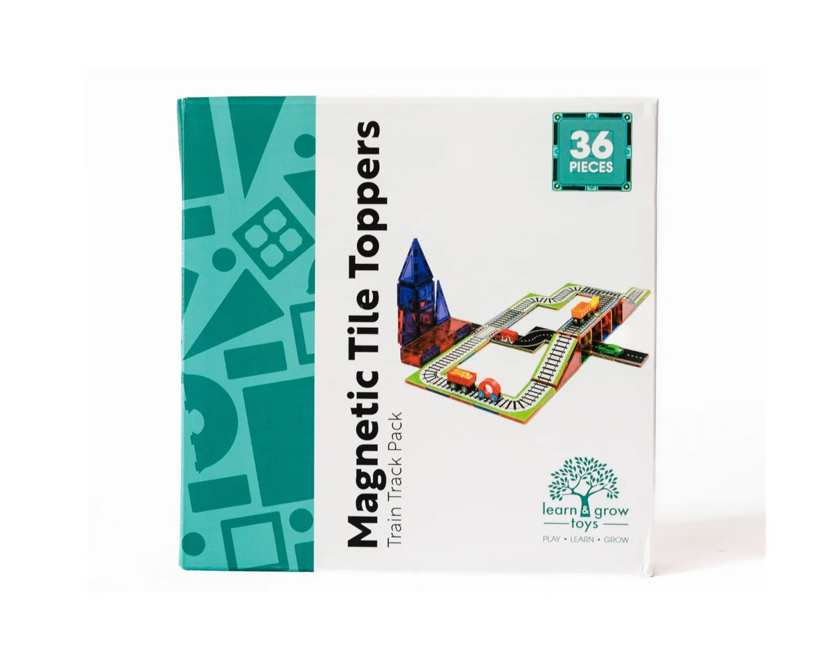 MAGNETIC TILE TOPPERS – TRAIN TRACK PACK 36 PIECE