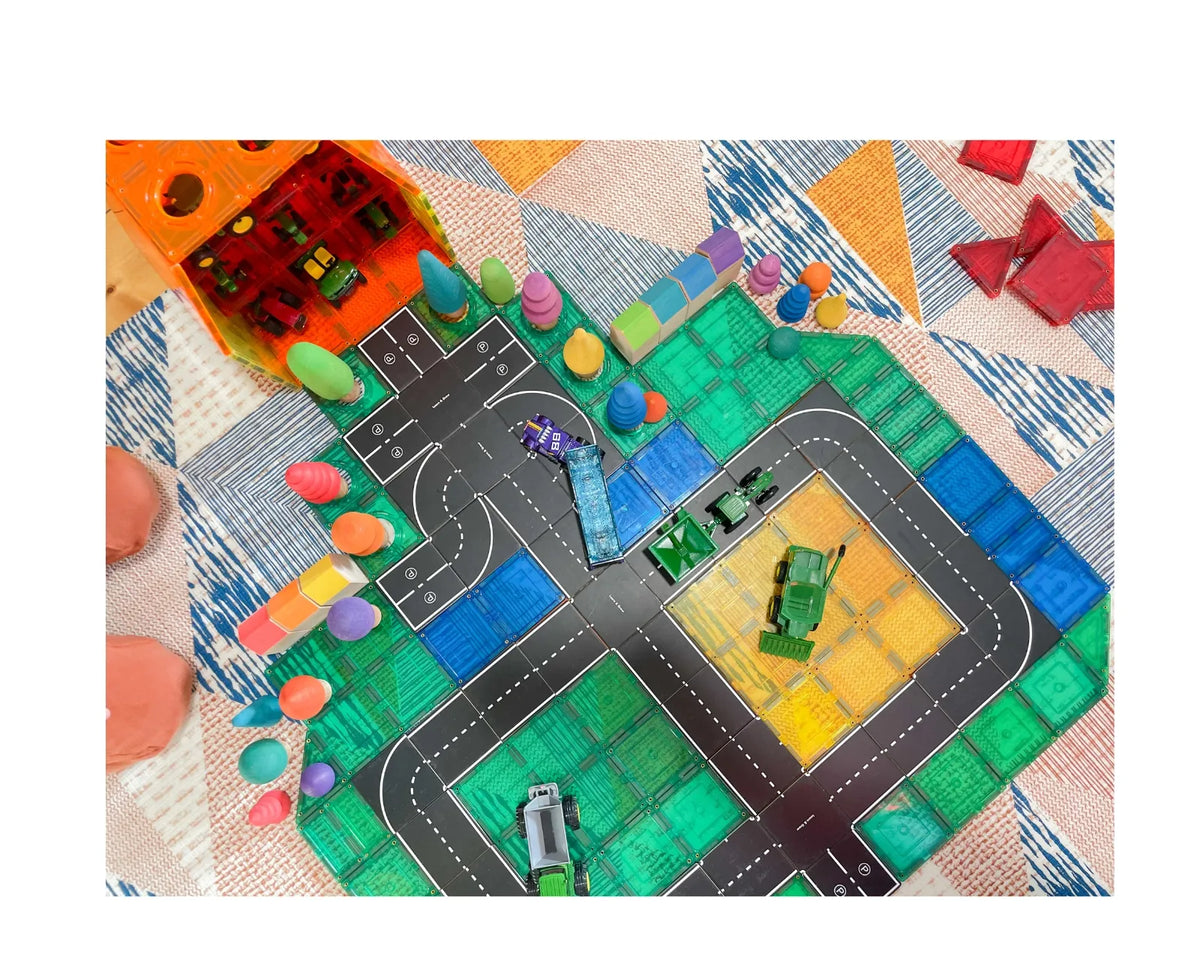 MAGNETIC TILE TOPPERS – ROAD PACK 40 PIECE